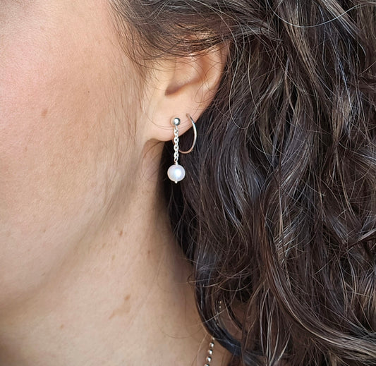 perle mariage boucle d'oreille