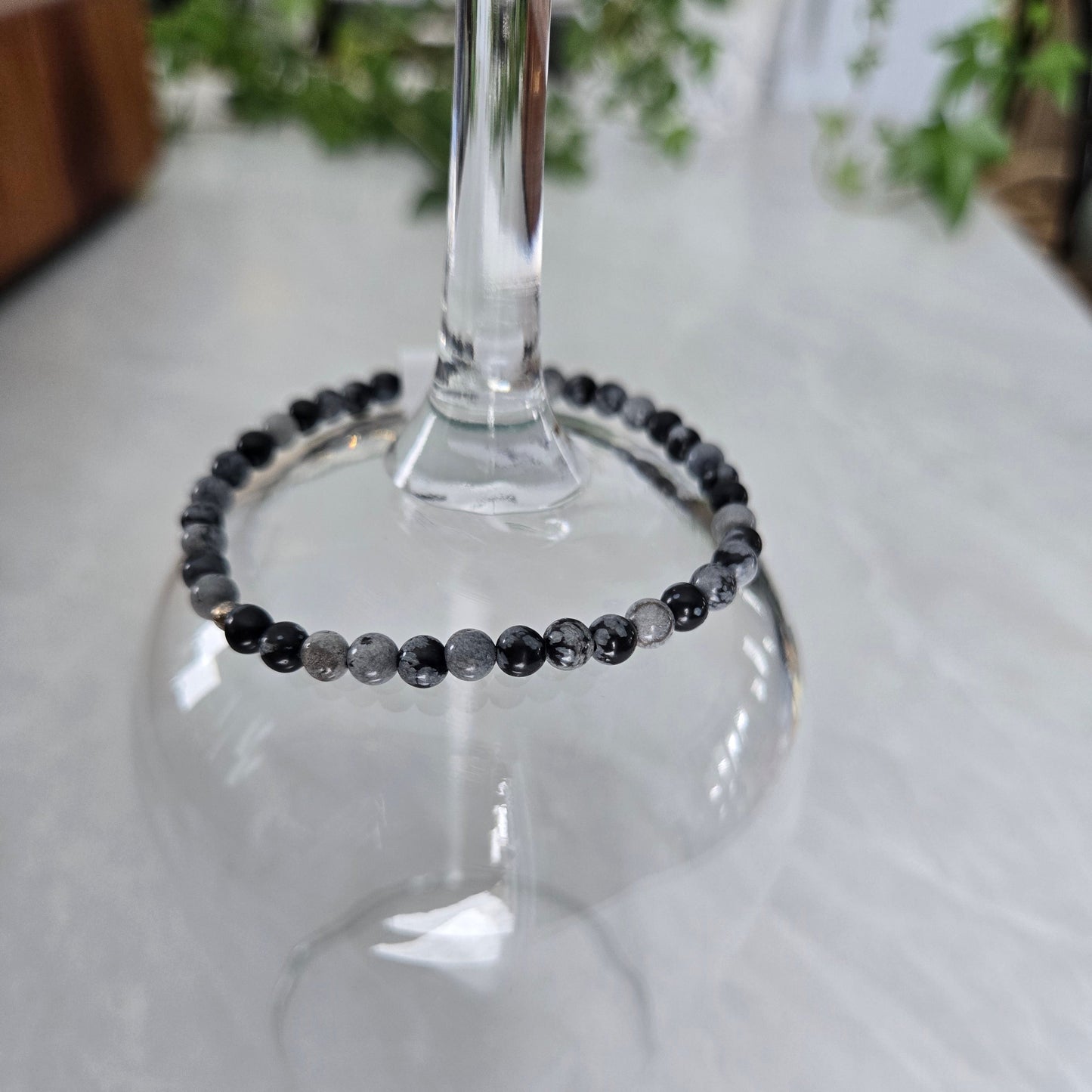 Bracelet de cristaux |Obsidienne flocon de neige