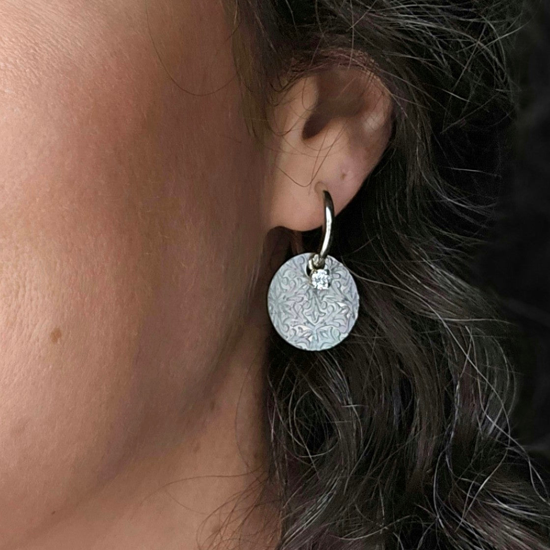 Boucles d'oreilles | Saturne et nacre