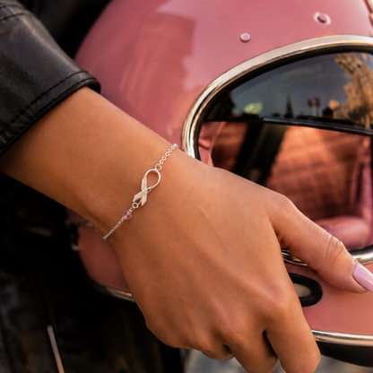 bracelet femme ruban cancer rose