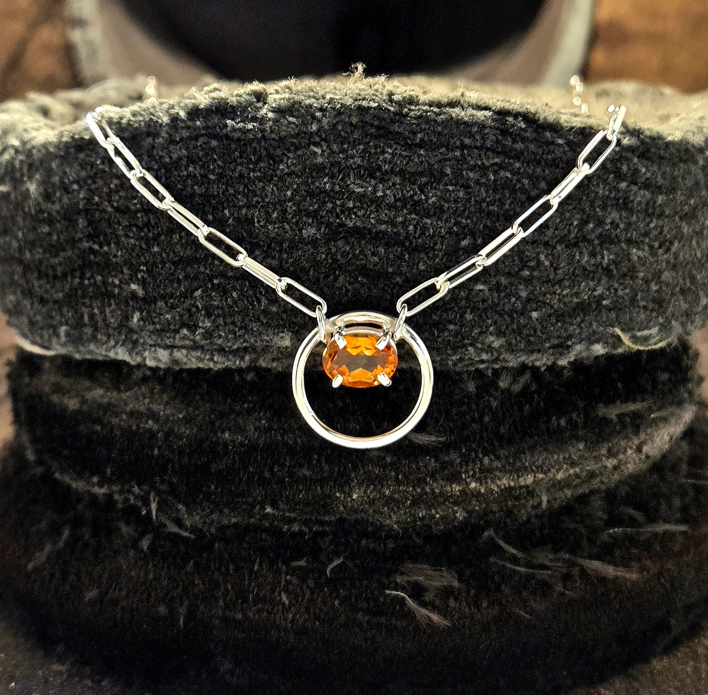 citrine naturel chaine trombone collier 